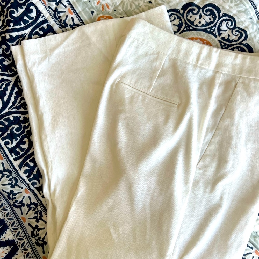 Ann Taylor wide leg crop white pants